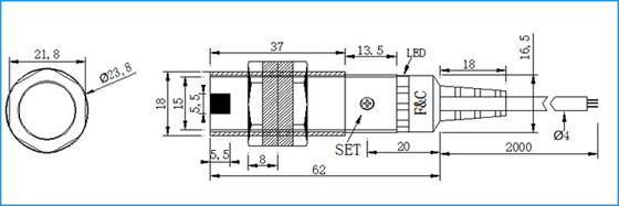 abfragender verbreiteter Retro--reflektierender Durch-Strahl 12Vdc 18mm 40cm photoelektrischer Sensor-Schalter