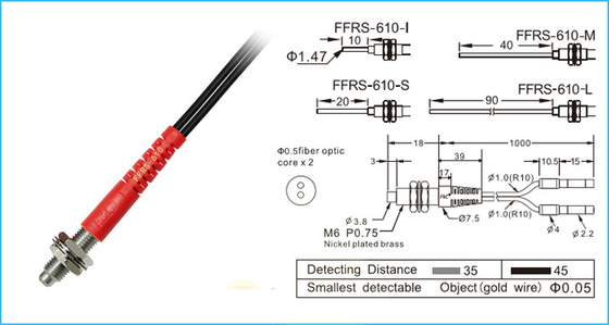 Reflektierende Plastikoptik-abfragende Optikfasern der faser-M6 des Sensor-R10 35-45mm